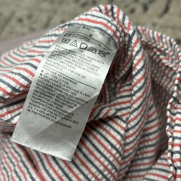 Janie and Jack Red, white and blue short sleeve button-down shirt - sz 6 - Picture 3 of 3
